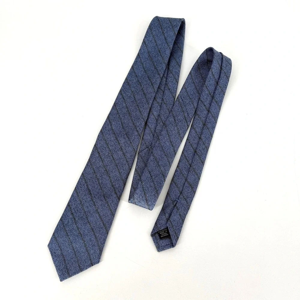 Pronto Uomo Tie Mens One Size Blue Diagonal Stripe Textured Woven Necktie Dress‎